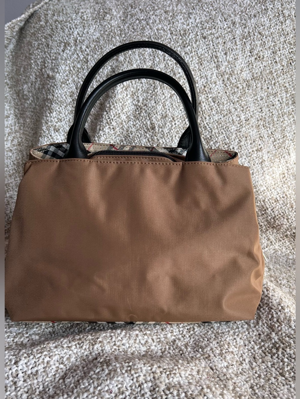 Vintage discontinued Burberry Blue Label Beige Nylon Handbag